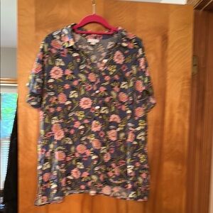 J. Jill Pink and Blue Floral Blouse